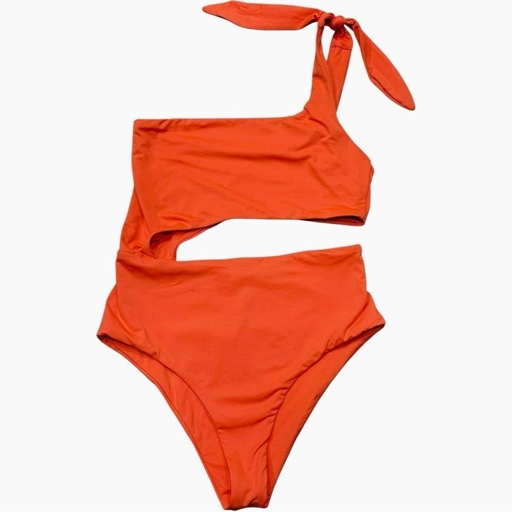 Eberjey Ibiza One Piece‎ One Shoulder Cutout Orange Swimsuit Small NWT